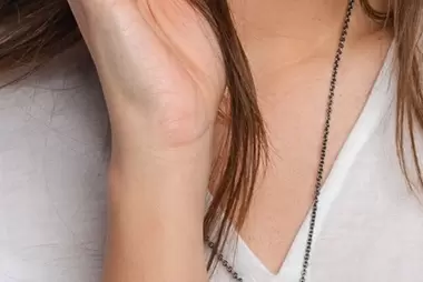 Collana d'Argento con Onice Nero 80 cm 