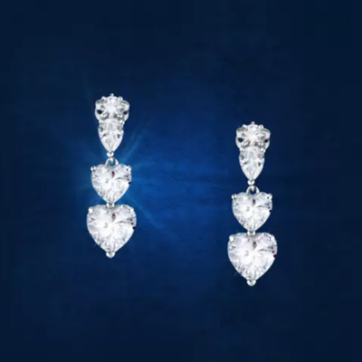 Orecchini pendenti cuori Diamond Heart 