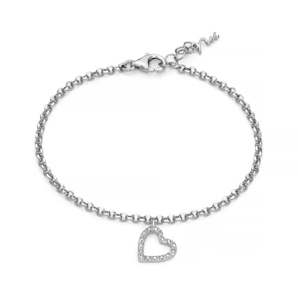 BRACCIALE IN ARGENTO CON PENDENTE CUORE IN DIAMANTI  