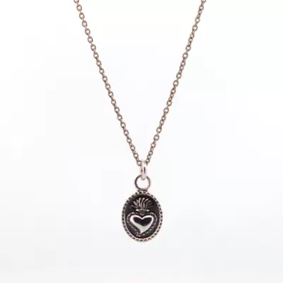 COLLANA IN ARGENTO PENDENTE CUORE EX-VOTO CON CORNICE F040 