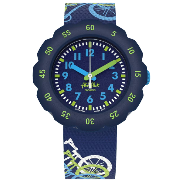 Orologio Bambino Swatch Flik Flak Quarzo Solo Tempo Blu Numeri