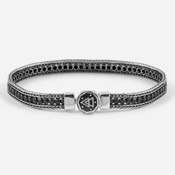 / BRACCIALE IN ARGENTO TIMELESS BLACK FOXTAIL