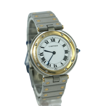  orologio in oro giallo 18Kt e acciaio Cartier Santos Ronde