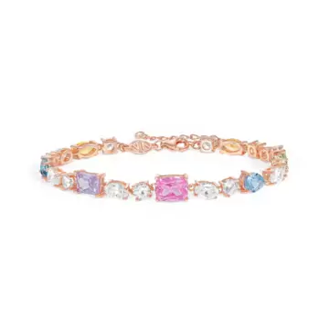  Bracciale Colour Wave Ricca In Argento 925 E Cubic Zirconia Oro Rosa