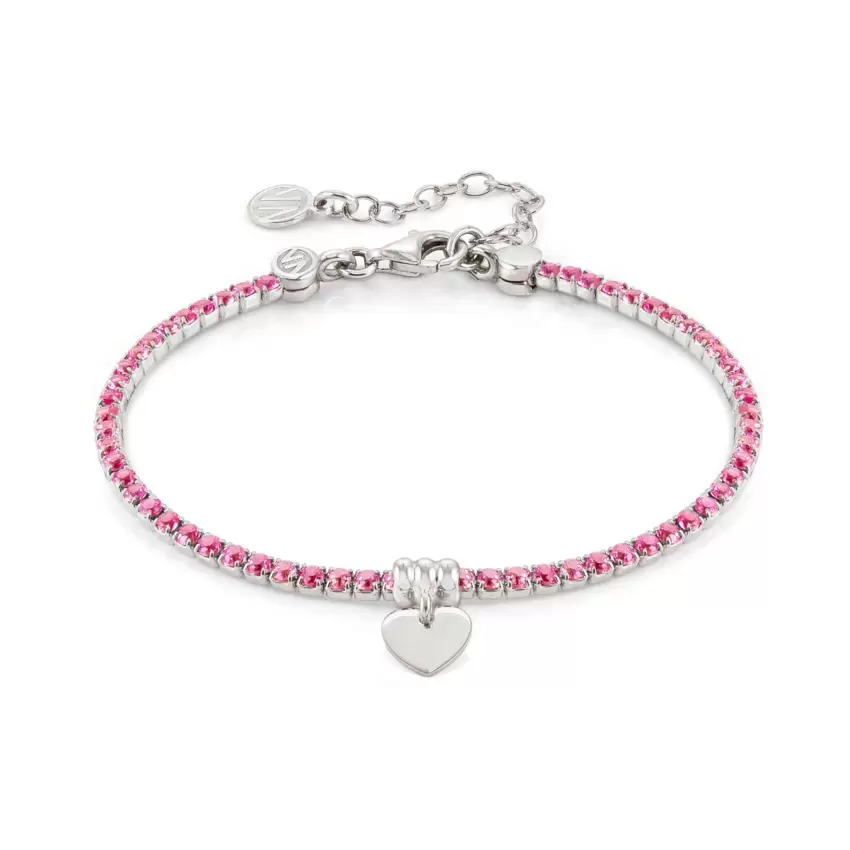 Bracciale Chic and Charm Ed Colors In Argento 925 E Cz Cuore Rosa  