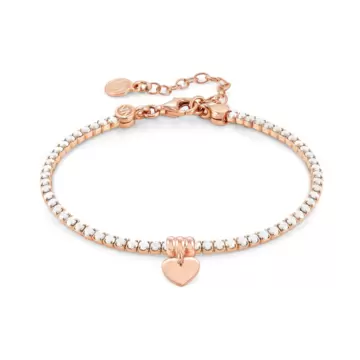  Bracciale Chic and Charm Ed Colors In Argento 925 E Cz Rosegold Cuore Opale Bianco