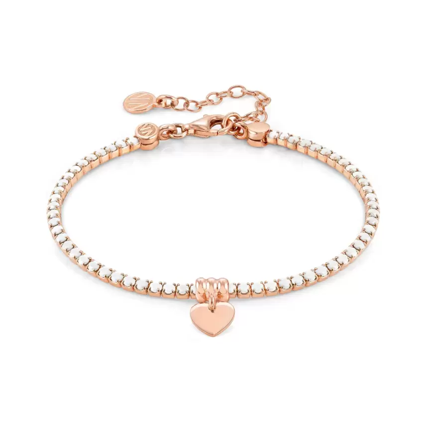 Bracciale Chic and Charm Ed Colors In Argento 925 E Cz Rosegold Cuore Opale Bianco  