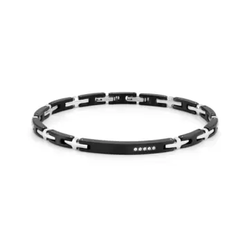  Bracciale Strong Ed Diamond In Acciaio E 5 Diamanti Nero