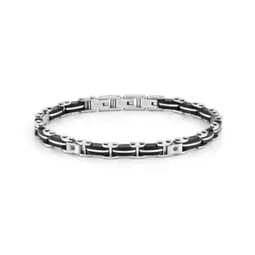  Bracciale Strong Ed Diamond In Acciaio E Diamanti Nero