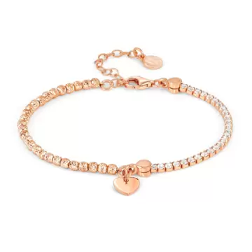  Bracciale Chic and Charm Ed Celebration In Argento 925 E Cz Simbolo Cuore Oro Rosa