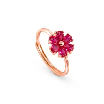  Anello Sweetrock Ed Nature In Argento 925 E Cubic Zirconia Fiore Oro Rosa