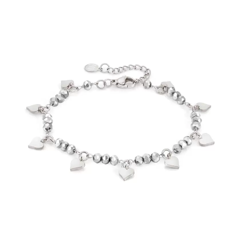 Bracciale Mon Amour Ed Crystal In Acciaio E Cristalli Cuore  