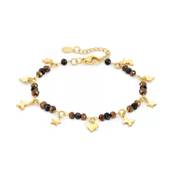  Bracciale Mon Amour Ed Crystal In Acciaio E Cristalli Fin Oro Giallo Misto