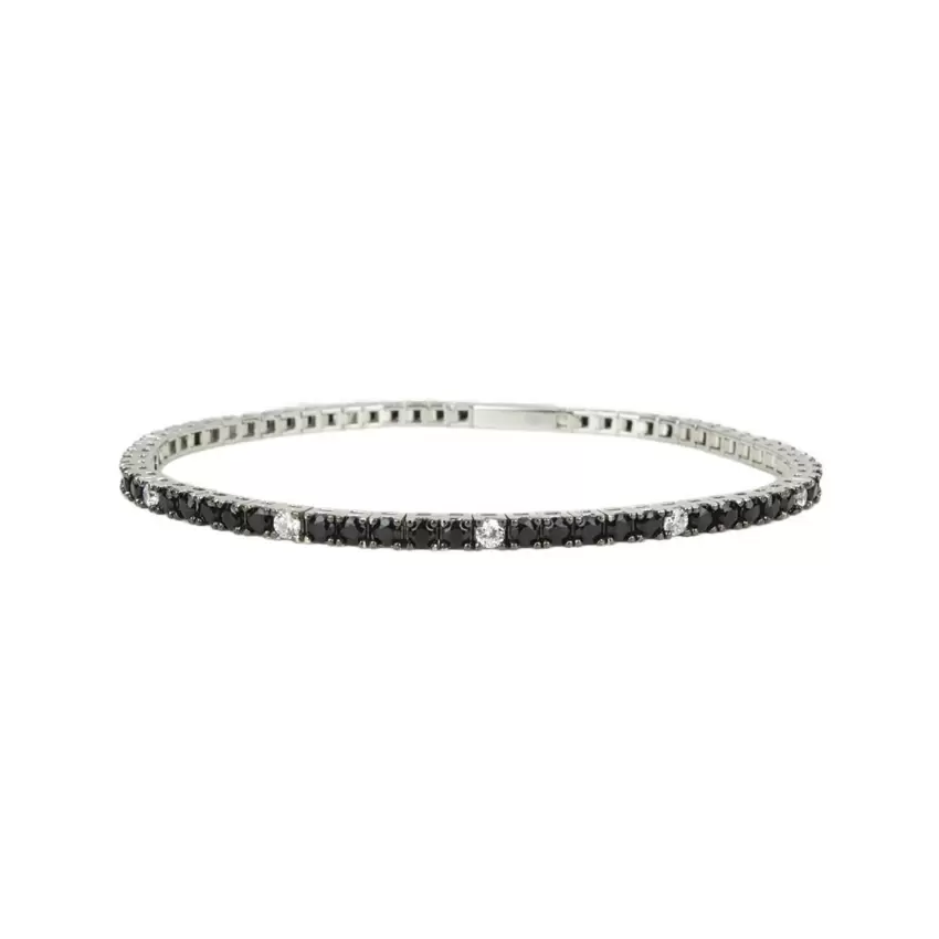 Bracciale Zancan Tennis In Argento Con Zirconi Neri E Bianchi  ESB080  