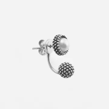  Mono Orecchino Nove25 Puntinato Pearl Flower In Argento Con Perla E Sfera N25ORE00611