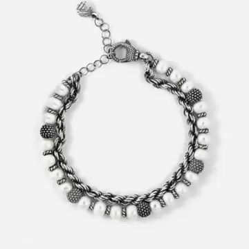  Bracciale Nove25 Corda Parthenope In Argento Con Perle E Sfere Puntinate N25BRA00434-17