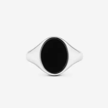  Anello Nove25 Chevalier Ovale In Argento Con Smalto Nero N25ANE0006716