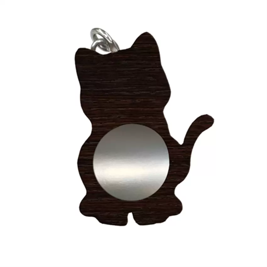 Ciondolo in Legno Wenge e Argento GATTO  