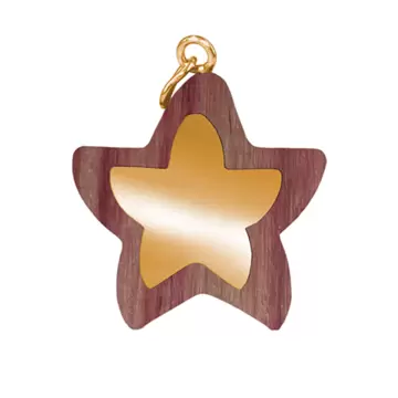  Ciondolo in Legno Bois De Rose e Argento Gold STELLA