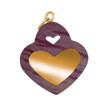  Ciondolo in Legno Amaranto e Argento Gold CUORE