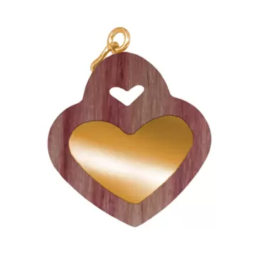  Ciondolo in Legno Bois De Rose e Argento Gold CUORE