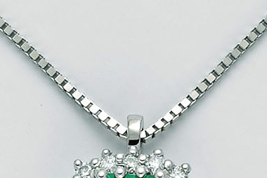 Collier Donna con Pendente Smeraldo e Diamanti 