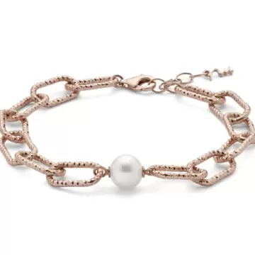  Bracciale in Argento placcato Oro 18Kt con Perla