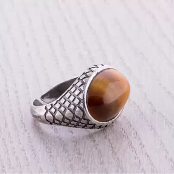  Anello Uomo in Argento con Occhio di Tigre LORD BROWN