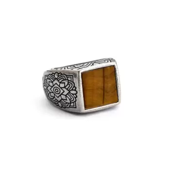  Anello Uomo in Argento con Occhio di Tigre ANANDA BROWN