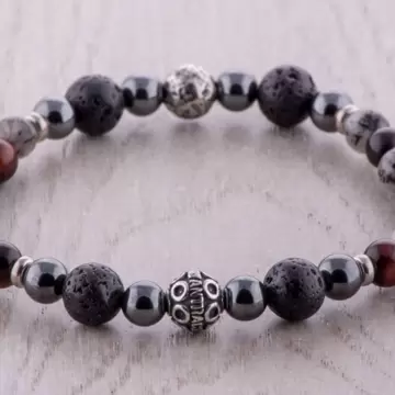  Bracciale Uomo in Argento e Pietre Naturali CRETA