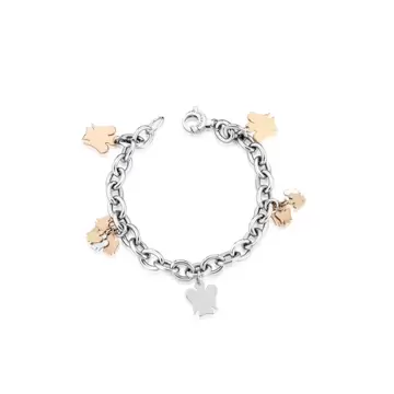  Bracciale con Angeli Charms in Argento bianco e rosato