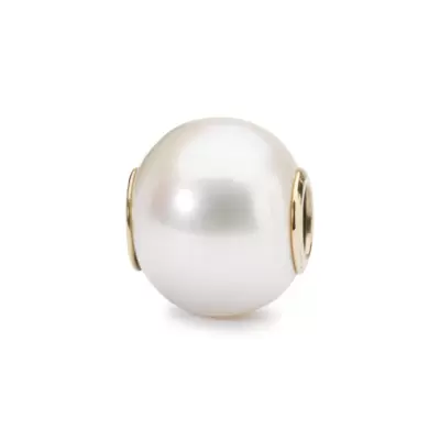 Trollbeads Bead Perla Bianca Con Oro 