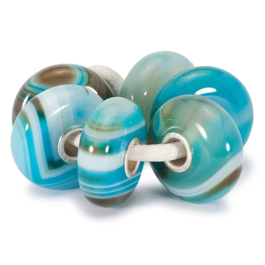 Trollbeads Bead Strisce Agata Azzurra  