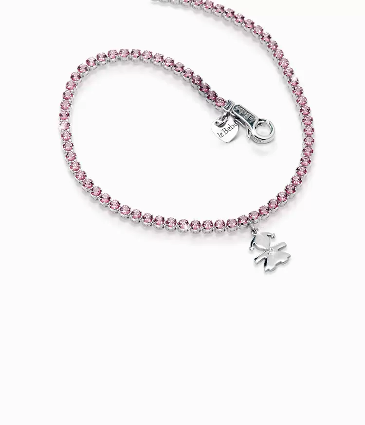 Bracciale Tennis Bimba Oro Bianco e Topazi Rosa  