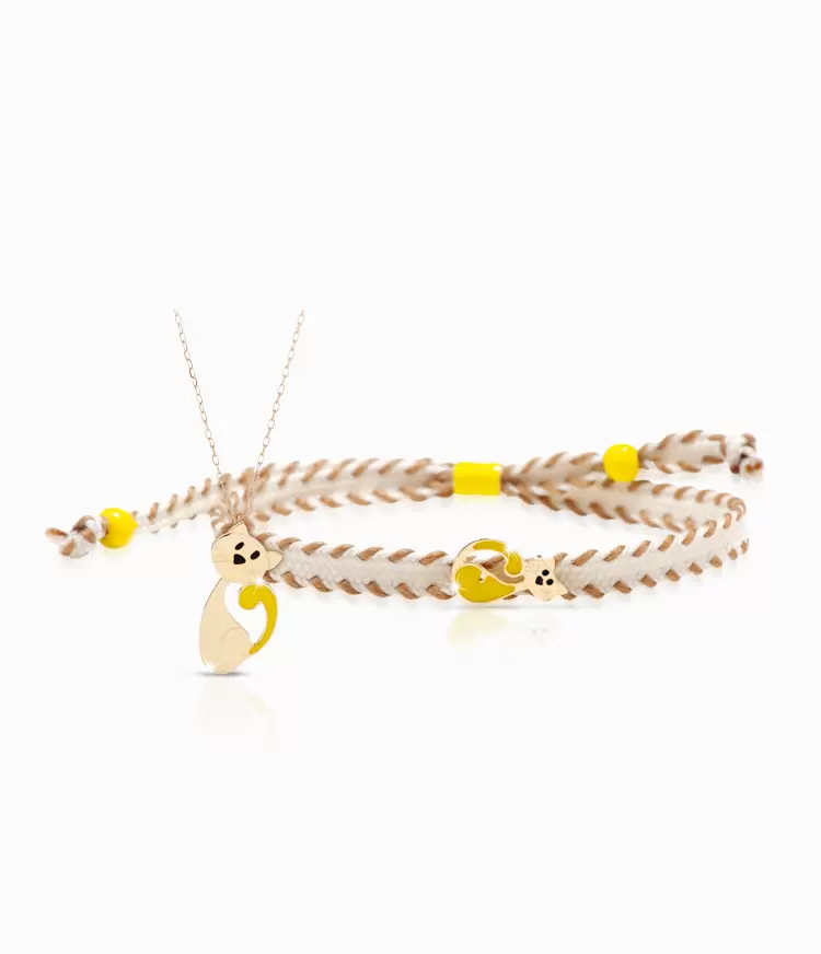 Pendente Catena Oro Bracciale Sagoma Gattino PMG041  