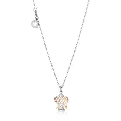 Collana In Oro Bianco Con Pendente Angelo NKT254 