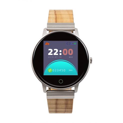 Smartwatch con Cinturino in Legno 100% Naturale 