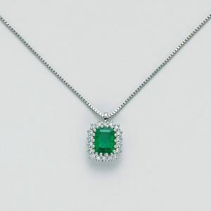 Collier Donna con Pendente Smeraldo e Diamanti